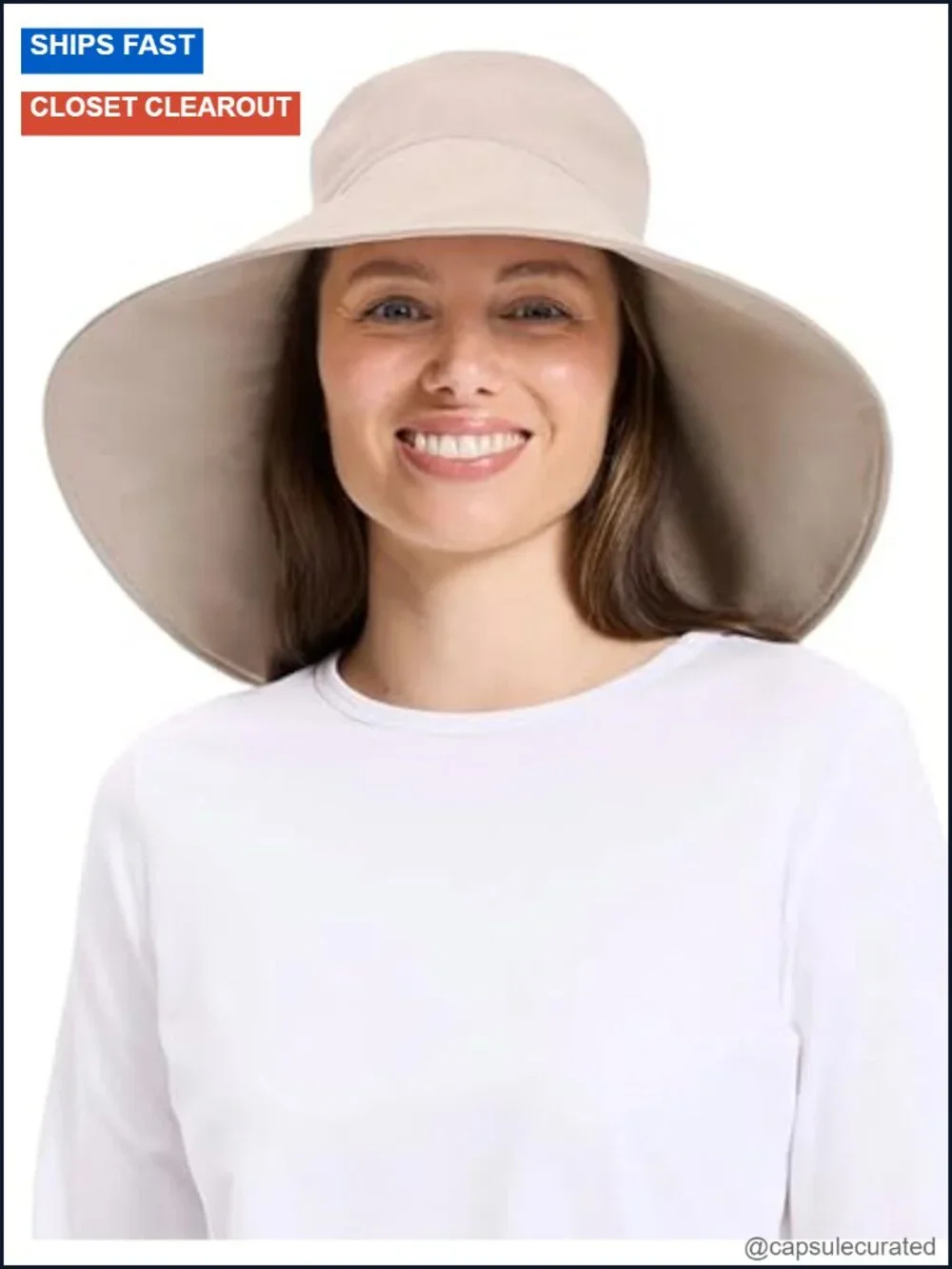 UPF 50+ Cotton Linen Sun Hat Women's Ultra-Wide Brim Packable